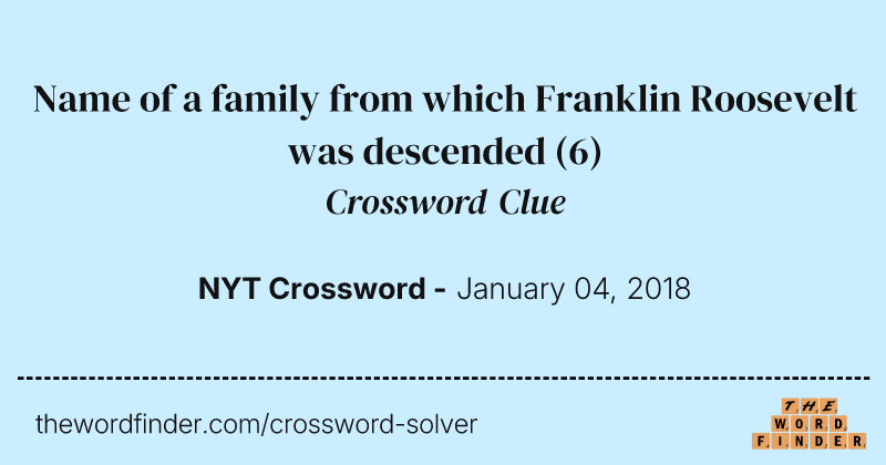 Name of a family from which Franklin Roosevelt was descended crossword clue image