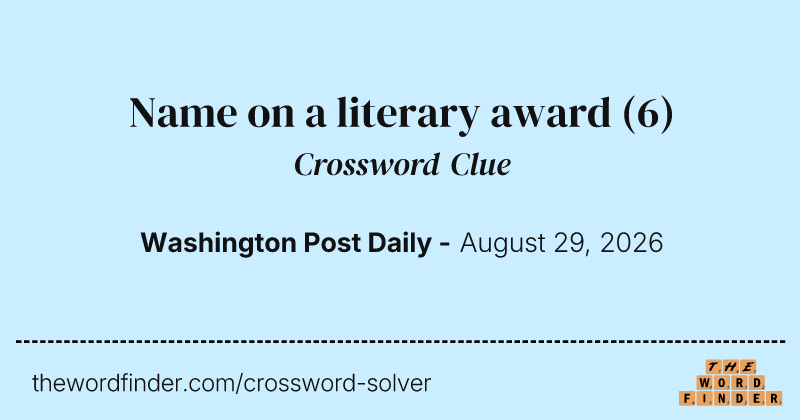 Name on a literary award crossword clue image
