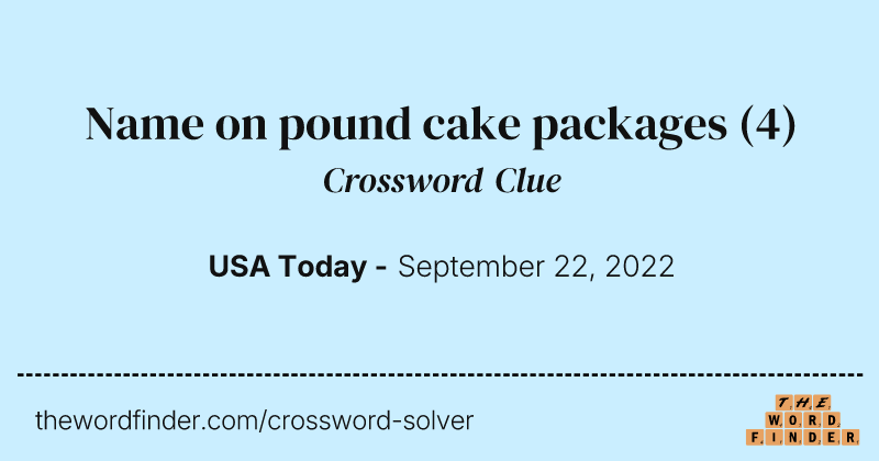 Name on pound cake packages crossword clue image