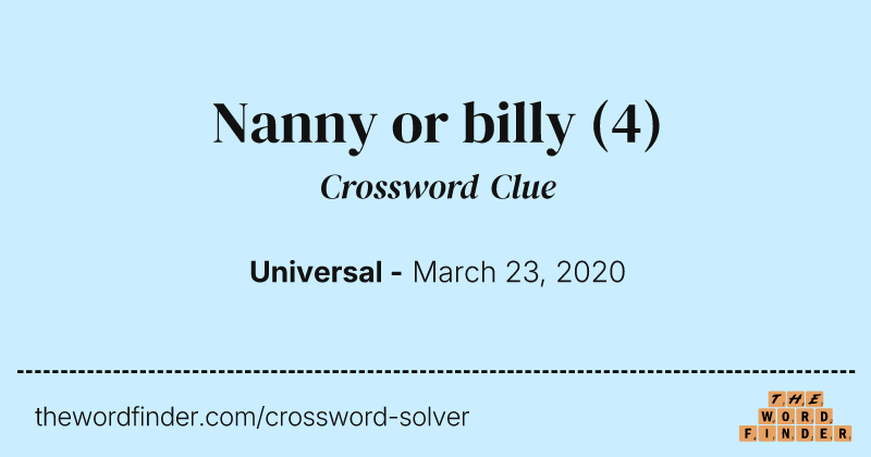 Nanny or billy crossword clue image