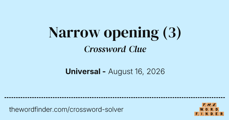 Narrow opening crossword clue image