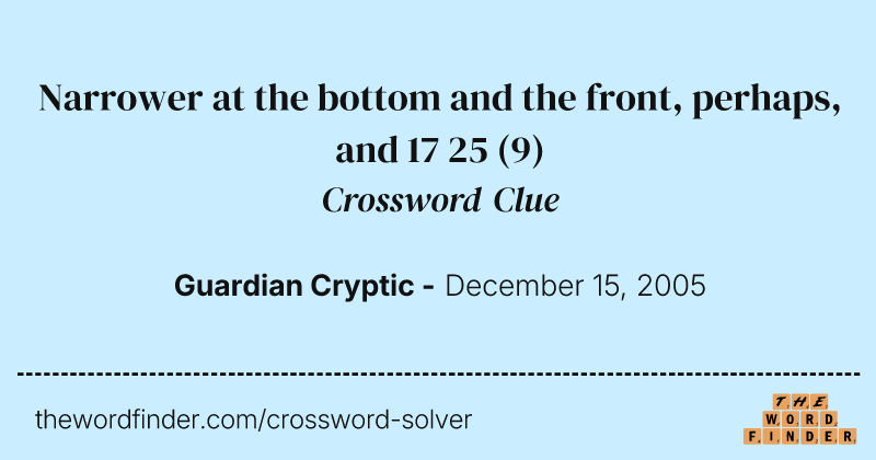 Narrower at the bottom and the front, perhaps, and 17 25 crossword clue image