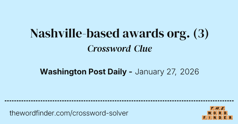 Nashville-based awards org. crossword clue image