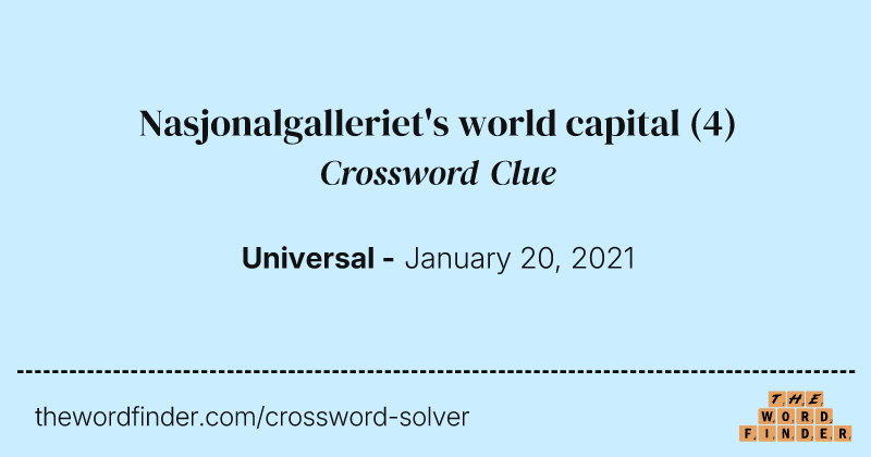 Nasjonalgalleriet's world capital crossword clue image