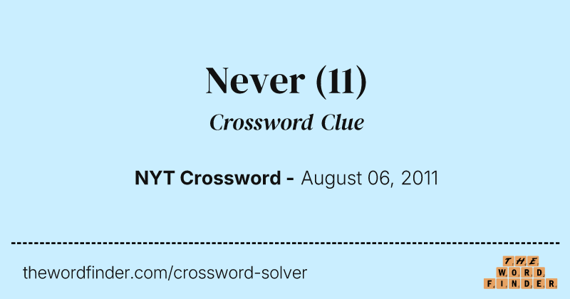 Never crossword clue image