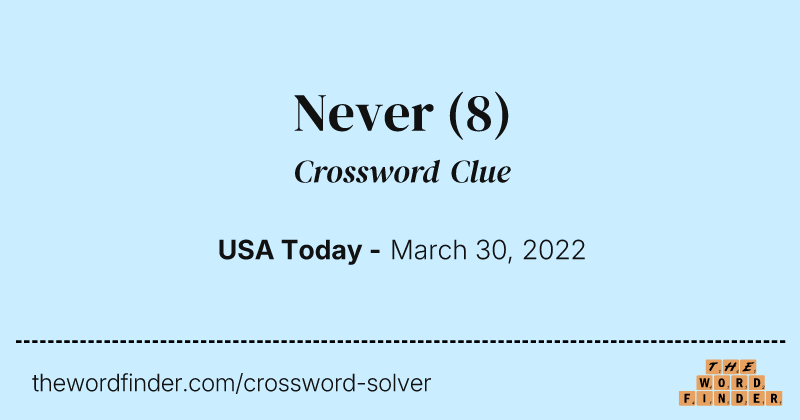 Never crossword clue image