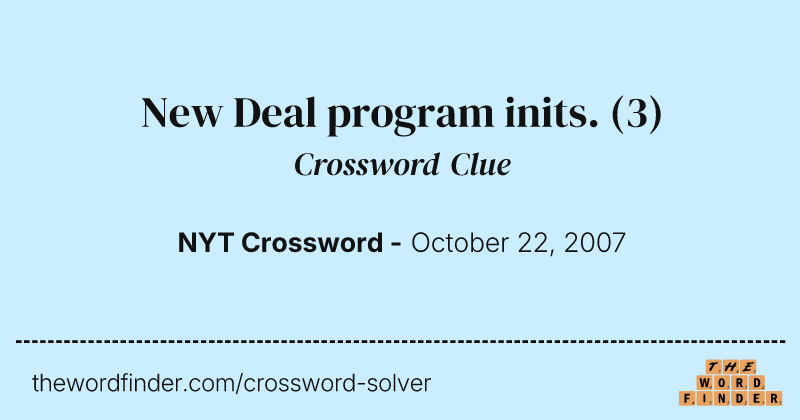 New Deal program inits. crossword clue image