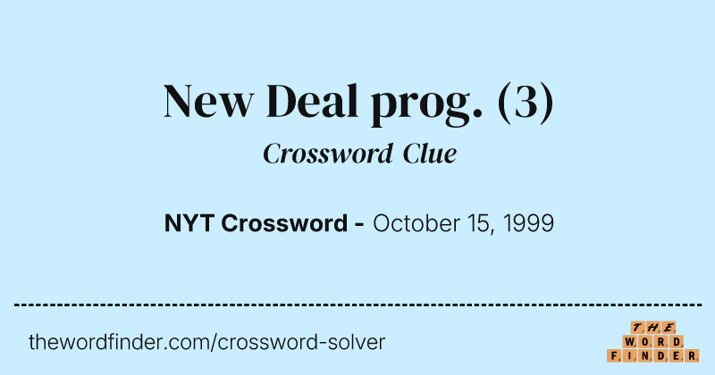 New Deal prog. crossword clue image
