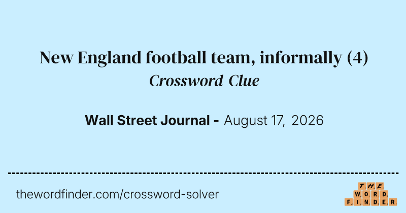 New England football team, informally crossword clue image