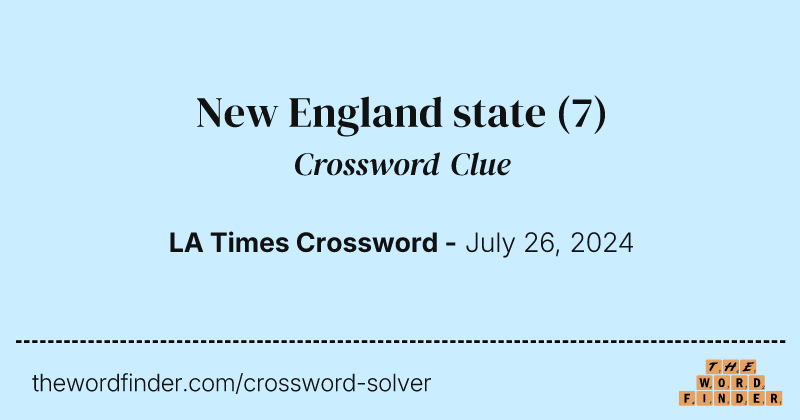 New England state crossword clue image