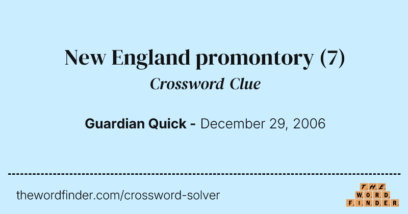 New England promontory crossword clue image