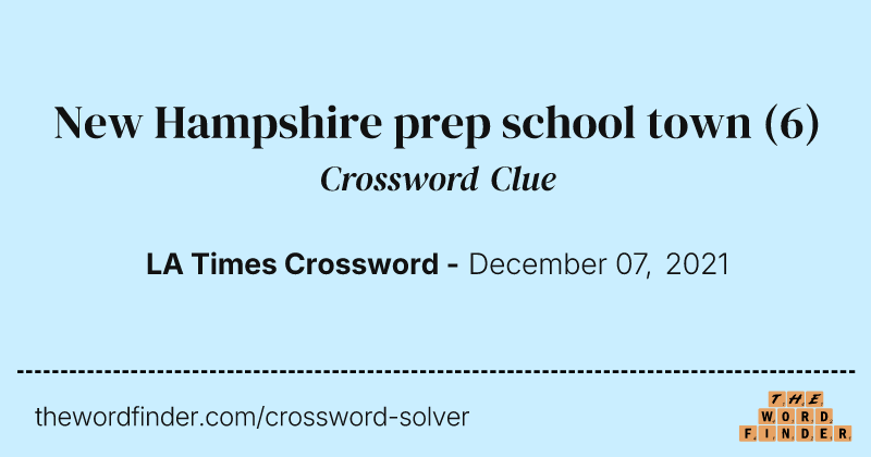 New Hampshire prep school town crossword clue image