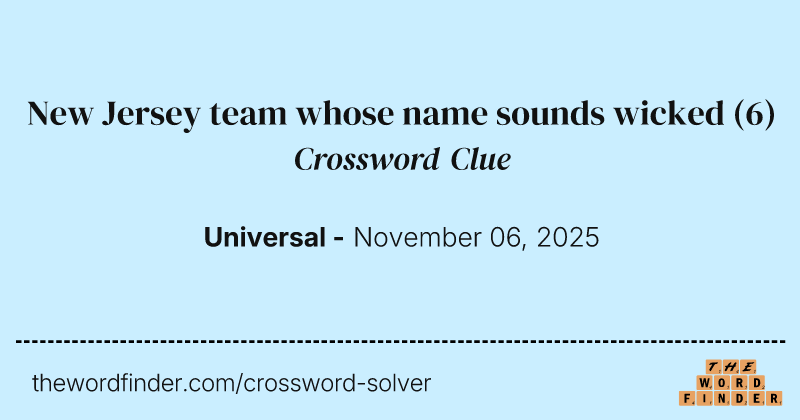 New Jersey team whose name sounds wicked crossword clue image
