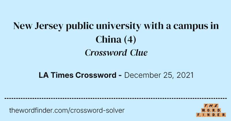 New Jersey public university with a campus in China crossword clue image
