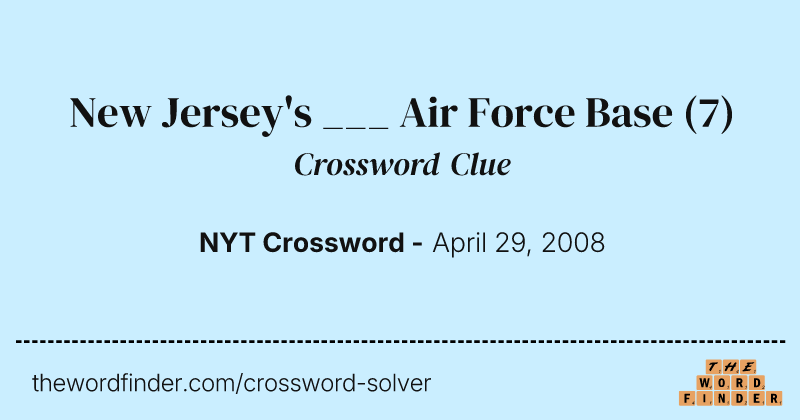 New Jersey's ___ Air Force Base crossword clue image