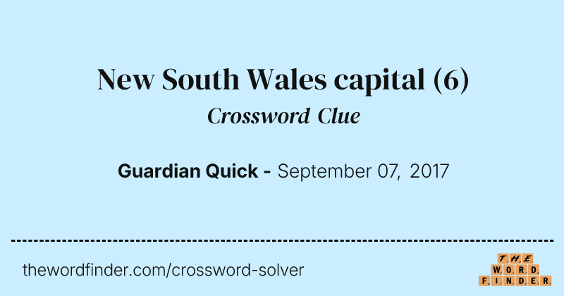 New South Wales capital crossword clue image