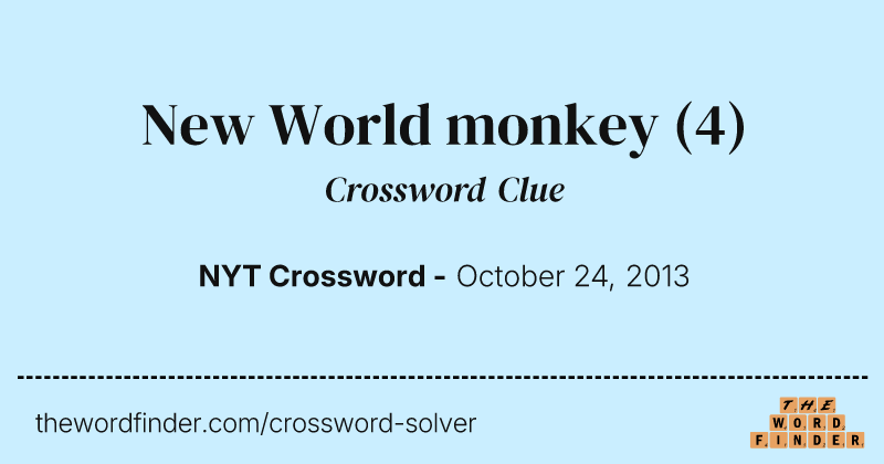New World monkey crossword clue image