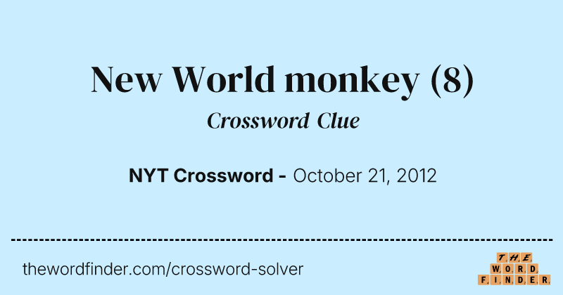 New World monkey crossword clue image