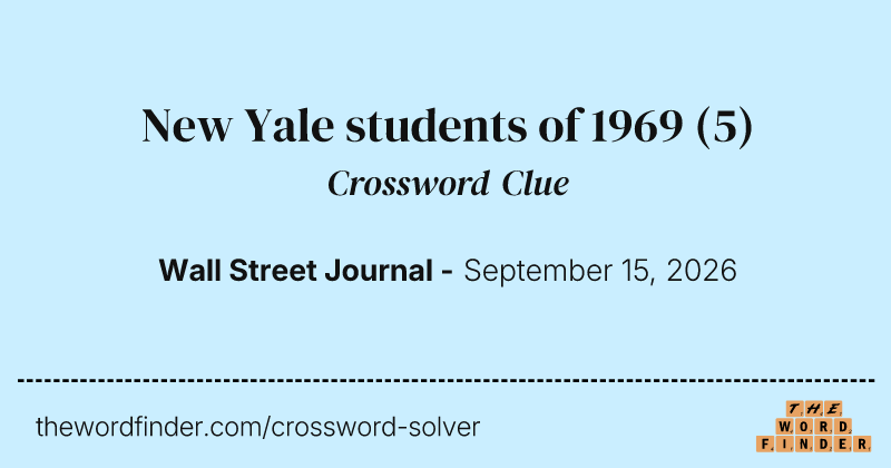 New Yale students of 1969 crossword clue image