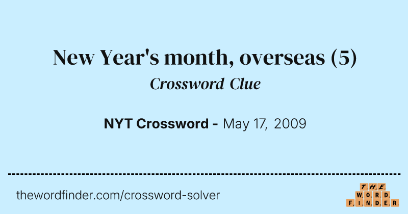 New Year's month, overseas crossword clue image