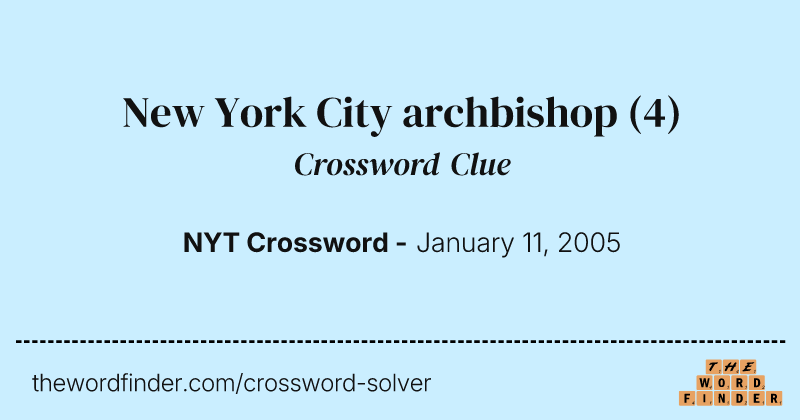 New York City archbishop crossword clue image