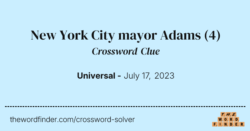 New York City mayor Adams crossword clue image