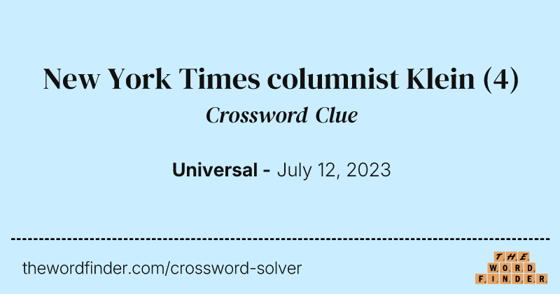 New York Times columnist Klein crossword clue image