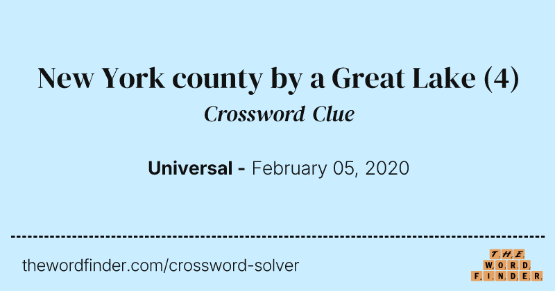 New York county by a Great Lake crossword clue image