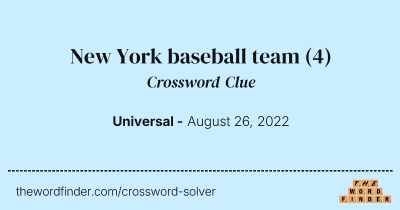 New York baseball team crossword clue image