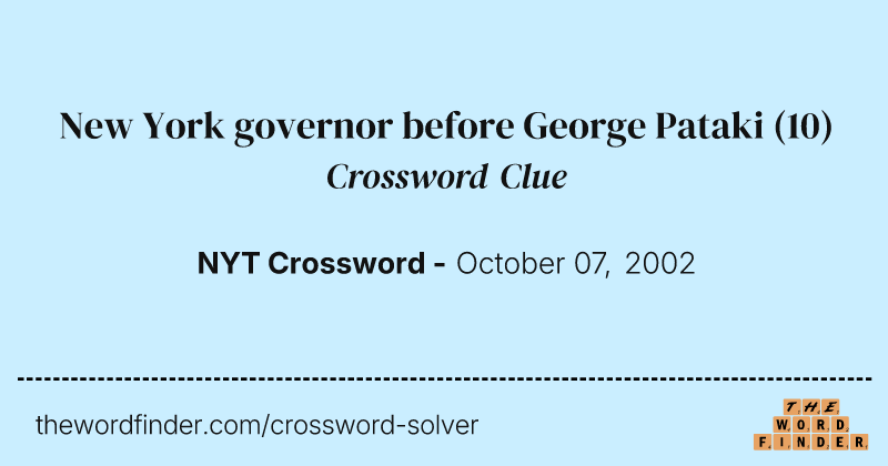 New York governor before George Pataki crossword clue image