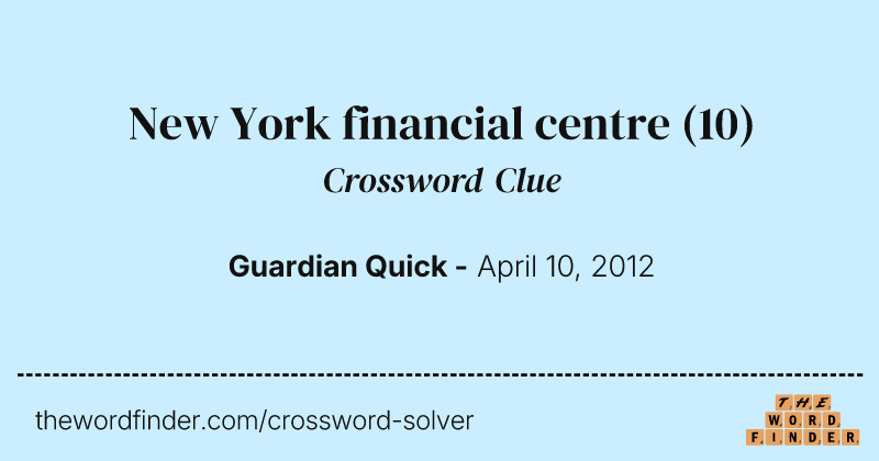 New York financial centre crossword clue image