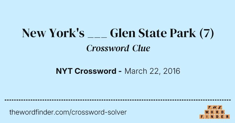 New York's ___ Glen State Park crossword clue image