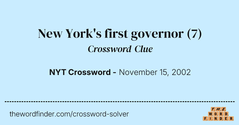 New York's first governor crossword clue image