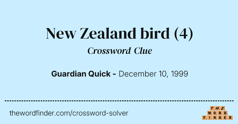New Zealand bird crossword clue image