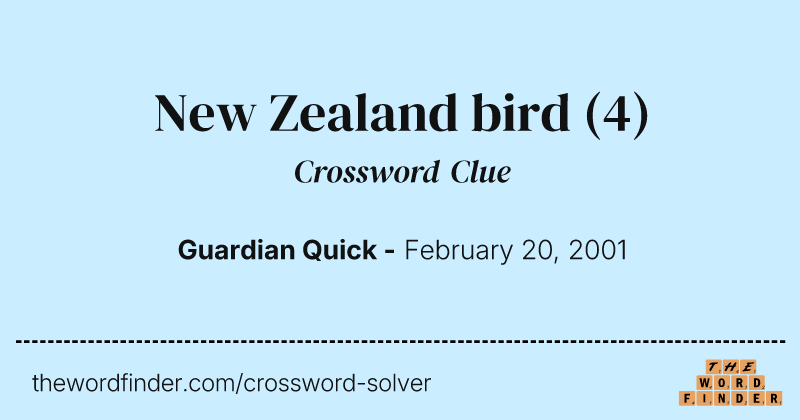 New Zealand bird crossword clue image