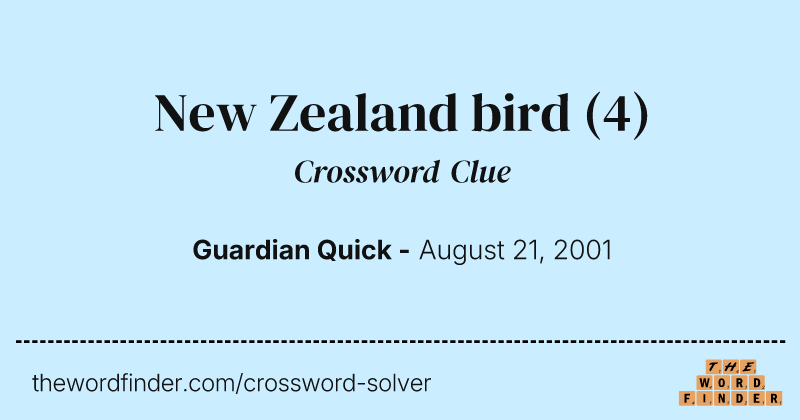 New Zealand bird crossword clue image