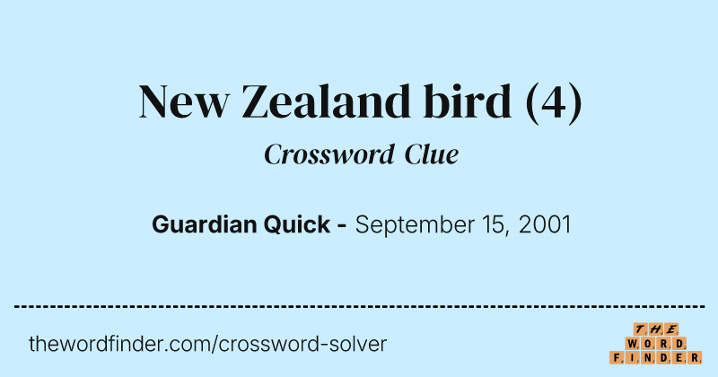 New Zealand bird crossword clue image