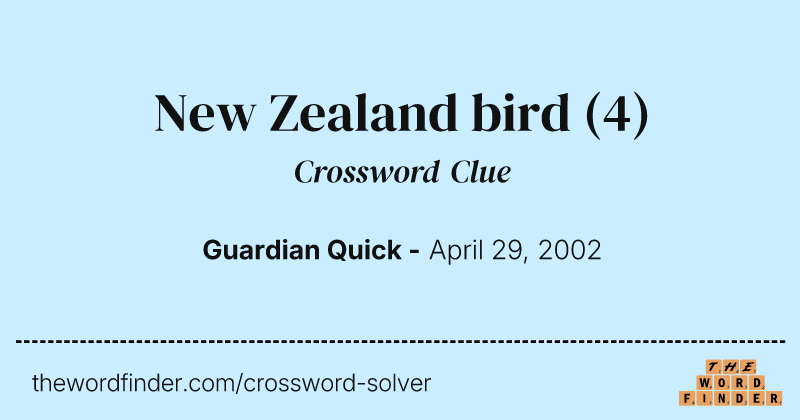 New Zealand bird crossword clue image