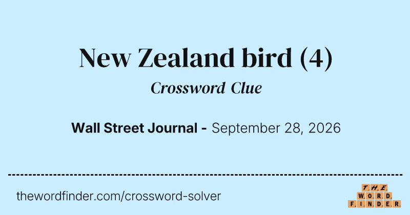 New Zealand bird crossword clue image