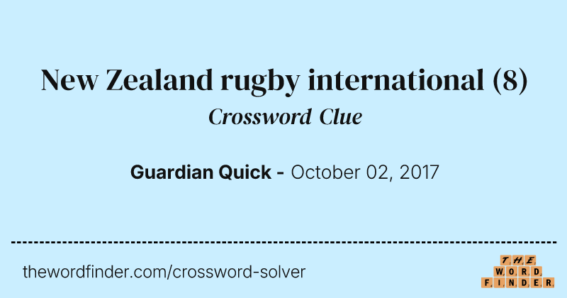 New Zealand rugby international crossword clue image