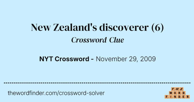 New Zealand's discoverer crossword clue image