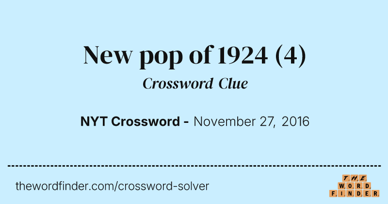 New pop of 1924 crossword clue image