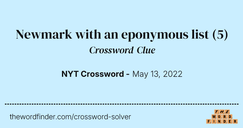 Newmark with an eponymous list crossword clue image