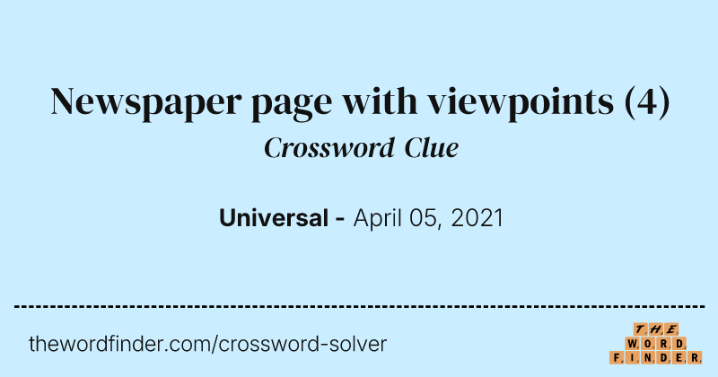 Newspaper page with viewpoints crossword clue image