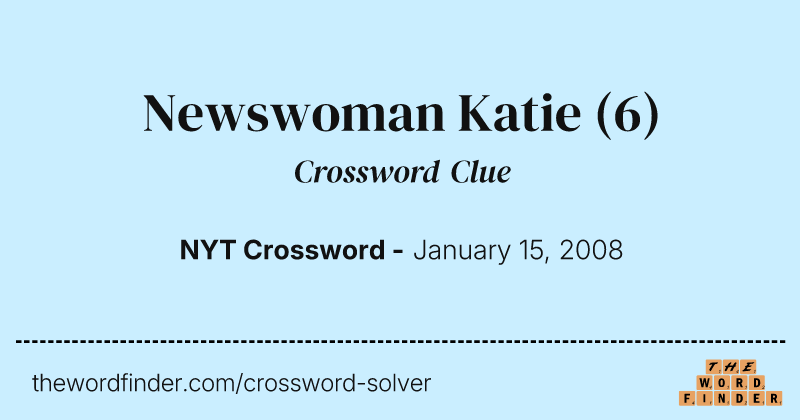 Newswoman Katie crossword clue image