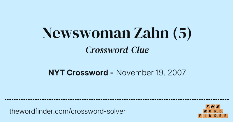Newswoman Zahn crossword clue image