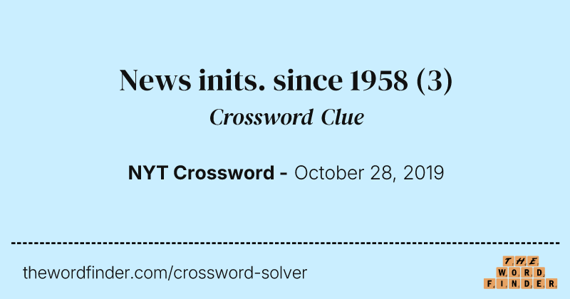 News inits. since 1958 crossword clue image