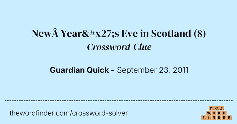 New Year's Eve in Scotland crossword clue image