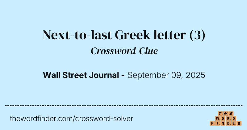 Next-to-last Greek letter crossword clue image