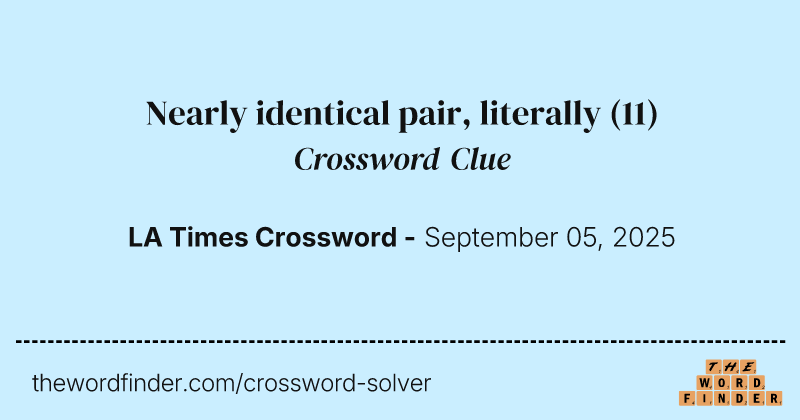Nearly identical pair, literally crossword clue image